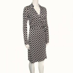 Diane Von Furstenberg Monochrome Printed Silk Jersey Dress